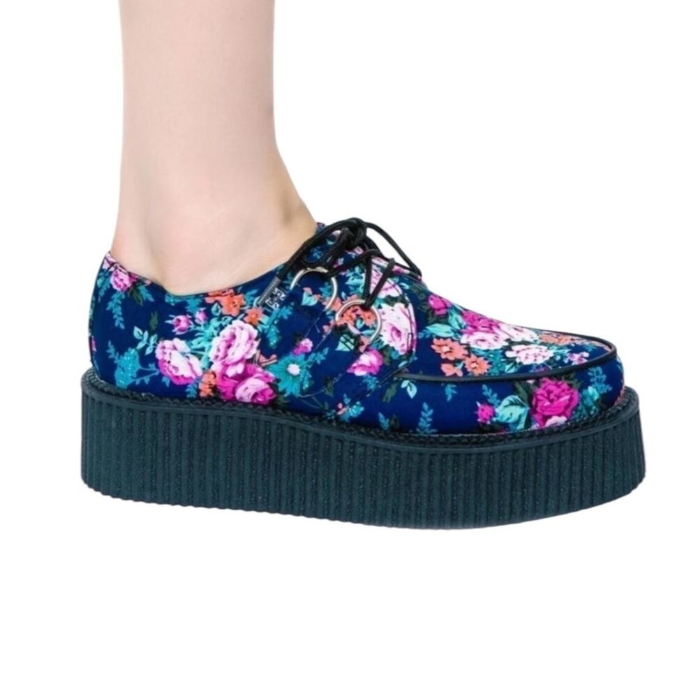 Tuk Women's Floral Print Creepers Platform Lace Up Shoes Size 8 - Picture 5 of 12
